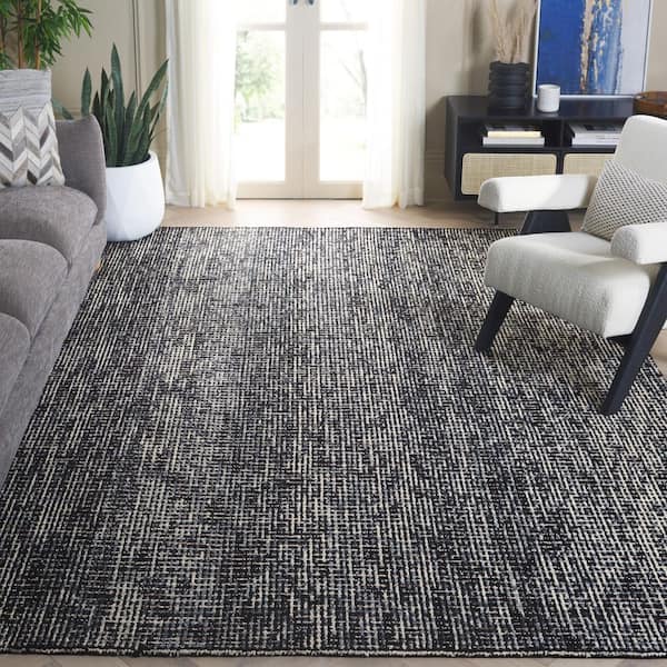 Abstract 10 ft. x 14 ft. Black/Gray Speckled Area Rug