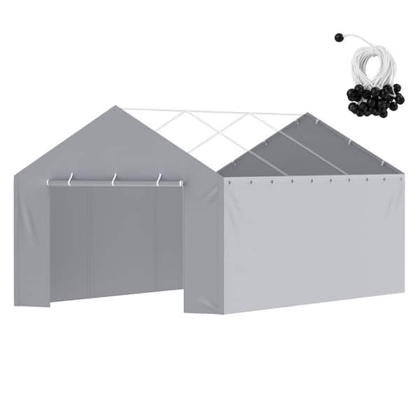 Carport Replacement Canopy Cover 12 x 20 ft., Waterproof & UV Protected, Grey, Ball Bungees (Top and Frame Excluded)