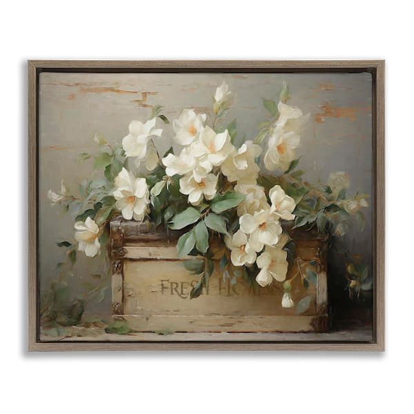 Fresh Rustic Flowers by Ramona Murdock Brown Floater Frame Graphic Art Print Nature 17 in. x 21 in.