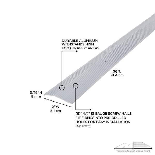 2"X 36" SILVER ALUMINUM CARPET TRIM W/SCREW NAILS