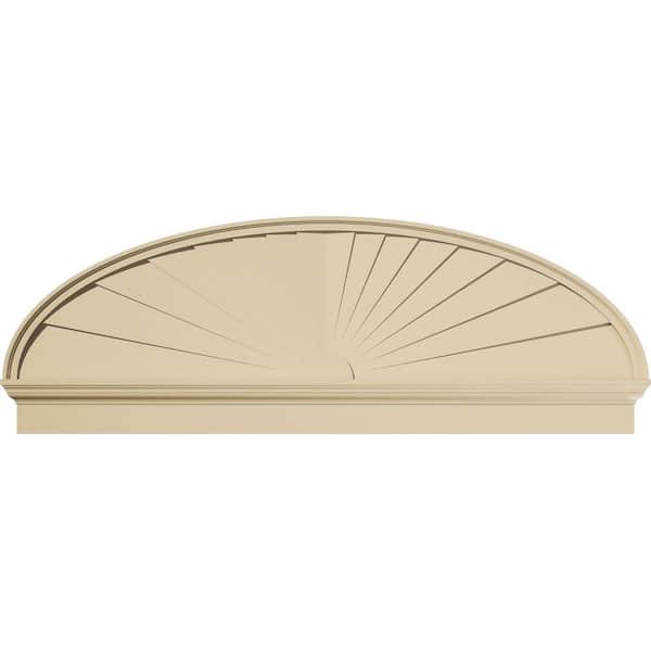 Ekena Millwork 68 in. W x 23-7/8 in. H x 2-3/4 in. P Elliptical Sunburst Signature Urethane Combination Pediment, Primed Tan