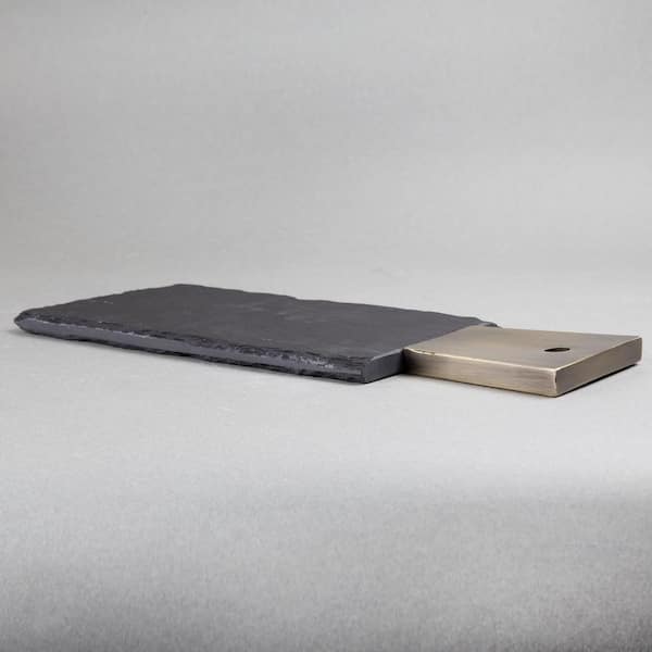 Lidesheng 5 Pack 13''x9'' Black Slate Cheese Board Slate Stone Plates With Natural Edge Square Serving Tray Coaster For Fruit Dessert Appetizer Cake Fruit Meat Kitchen Dining Party (5pcs, 13x9