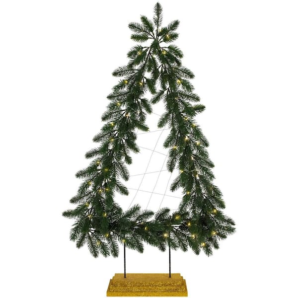 Nearly Natural 3 ft. Green Artificial Christmas Tree with 50 LED Lights ...
