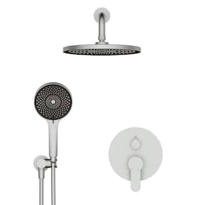 MINT 4-Spray 10 in. Dual Wall Mount Fixed and Handheld Shower Head 1.8 GPM in Brushed Nickle (Valve Included)