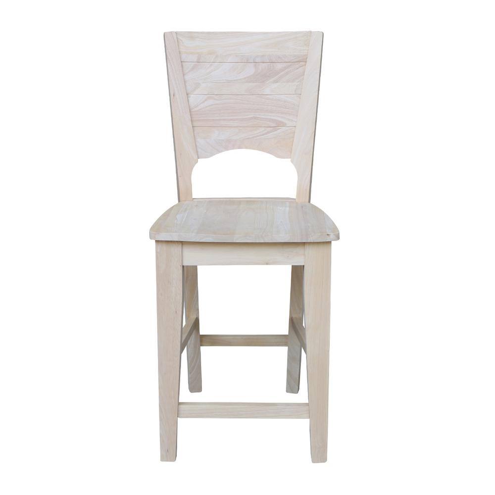 Rustic Farmhouse 24" Solid Wood Counter-Height Stool, Natural Finish