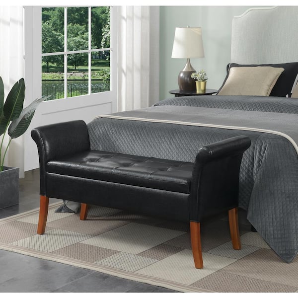 https://images.thdstatic.com/productImages/21fe1aff-c102-4377-ac02-8dca545a14a9/svn/black-faux-leather-convenience-concepts-bedroom-benches-r8-138-31_600.jpg