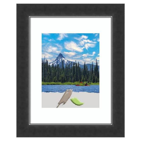 Amanti Art Corvino Black Narrow Wood Picture Frame Opening Size 11 x 14 in. (Matted To 8 x 10 in.)