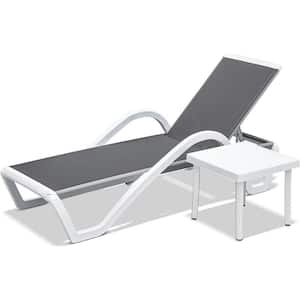 Gray Adjustable Aluminum Outdoor Chaise Lounge Chair (2-Piece) with Arm All Weather Pool Chairs for Outside, in-Pool