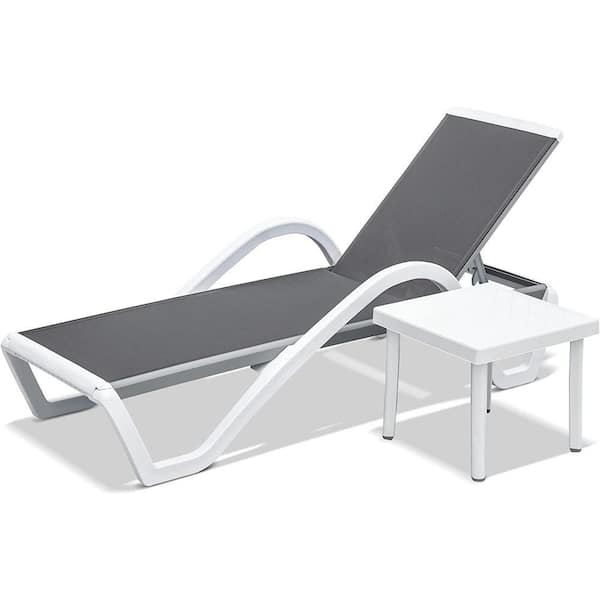 maocao hoom Gray Adjustable Aluminum Outdoor Chaise Lounge Chair (2 ...