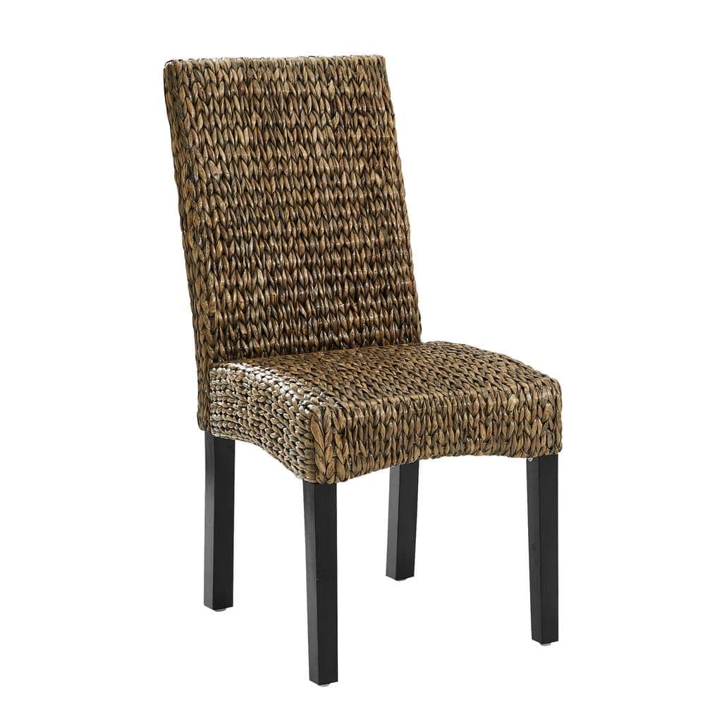 Edgewater High-Back Seagrass & Wood Dining Chair Set, Brown