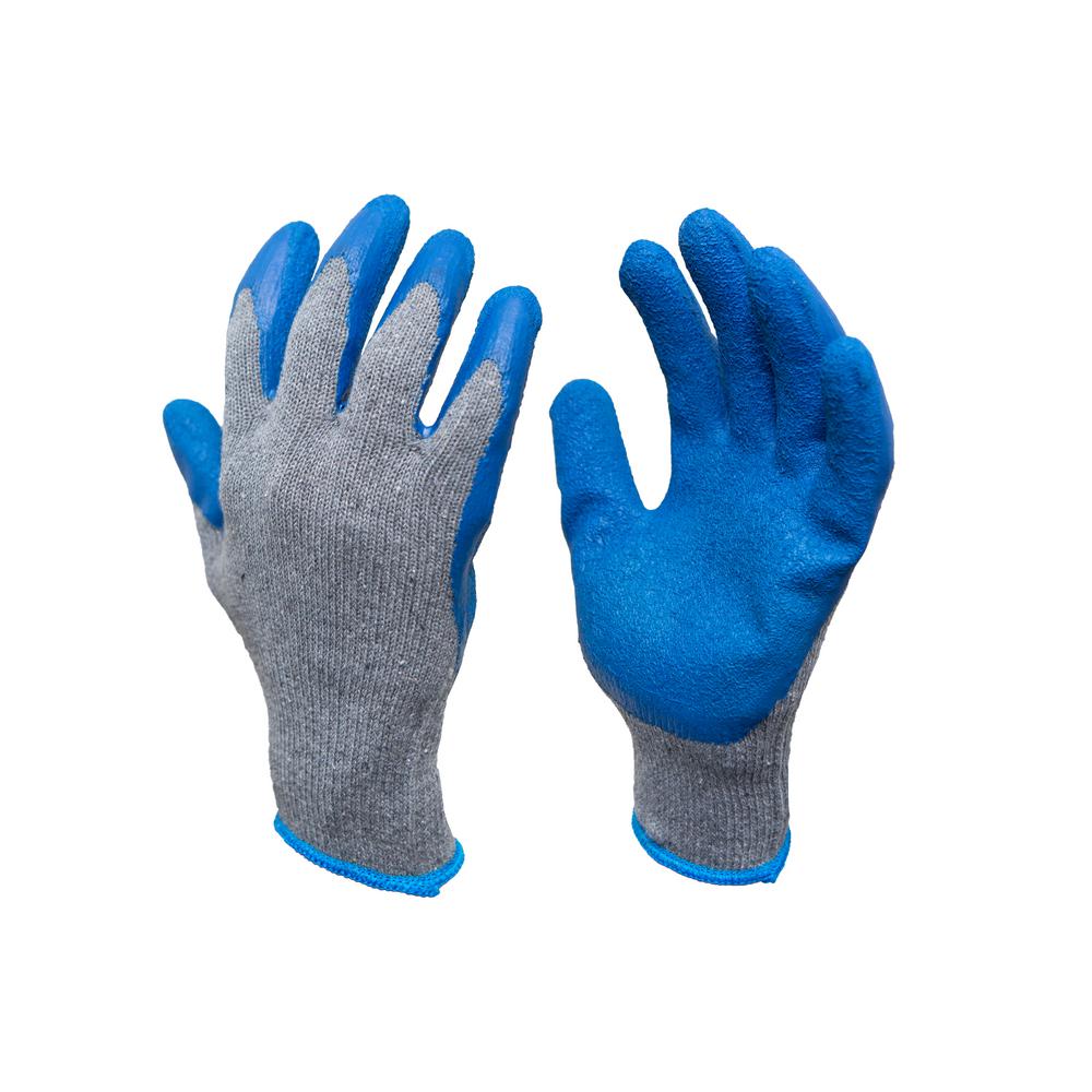 G & F Products X-Large Size Blue Textured Latex Coated Knit Gloves