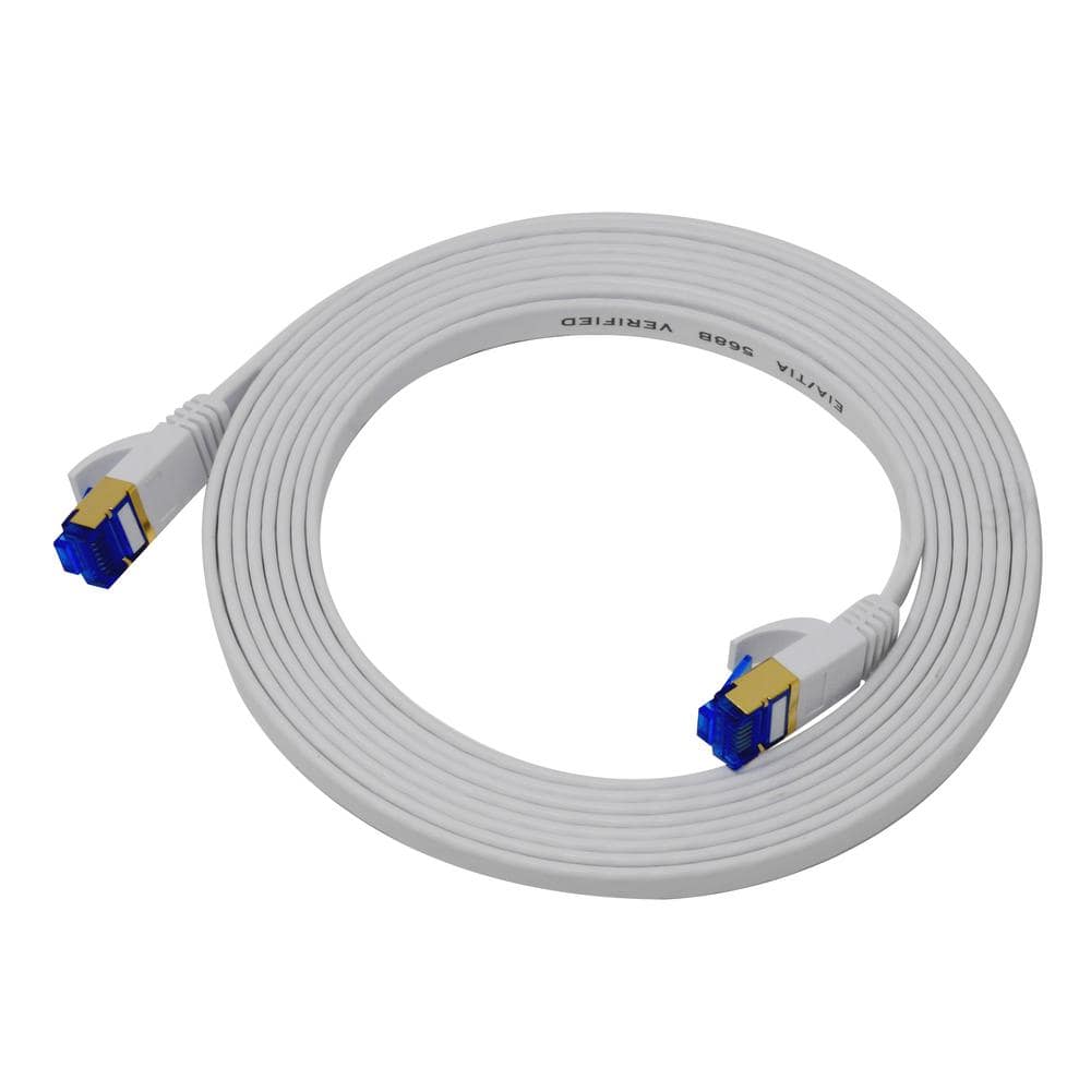 QualGear 10 ft. CAT 7 Flat High-Speed Ethernet Cable - White