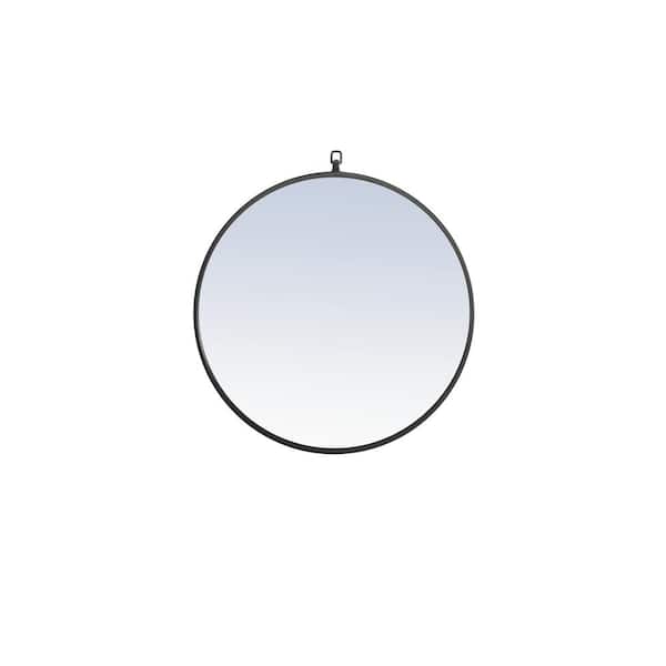 Unbranded Timeless Home 24 in. W x 24 in. H x Contemporary Metal Framed Round Black Mirror