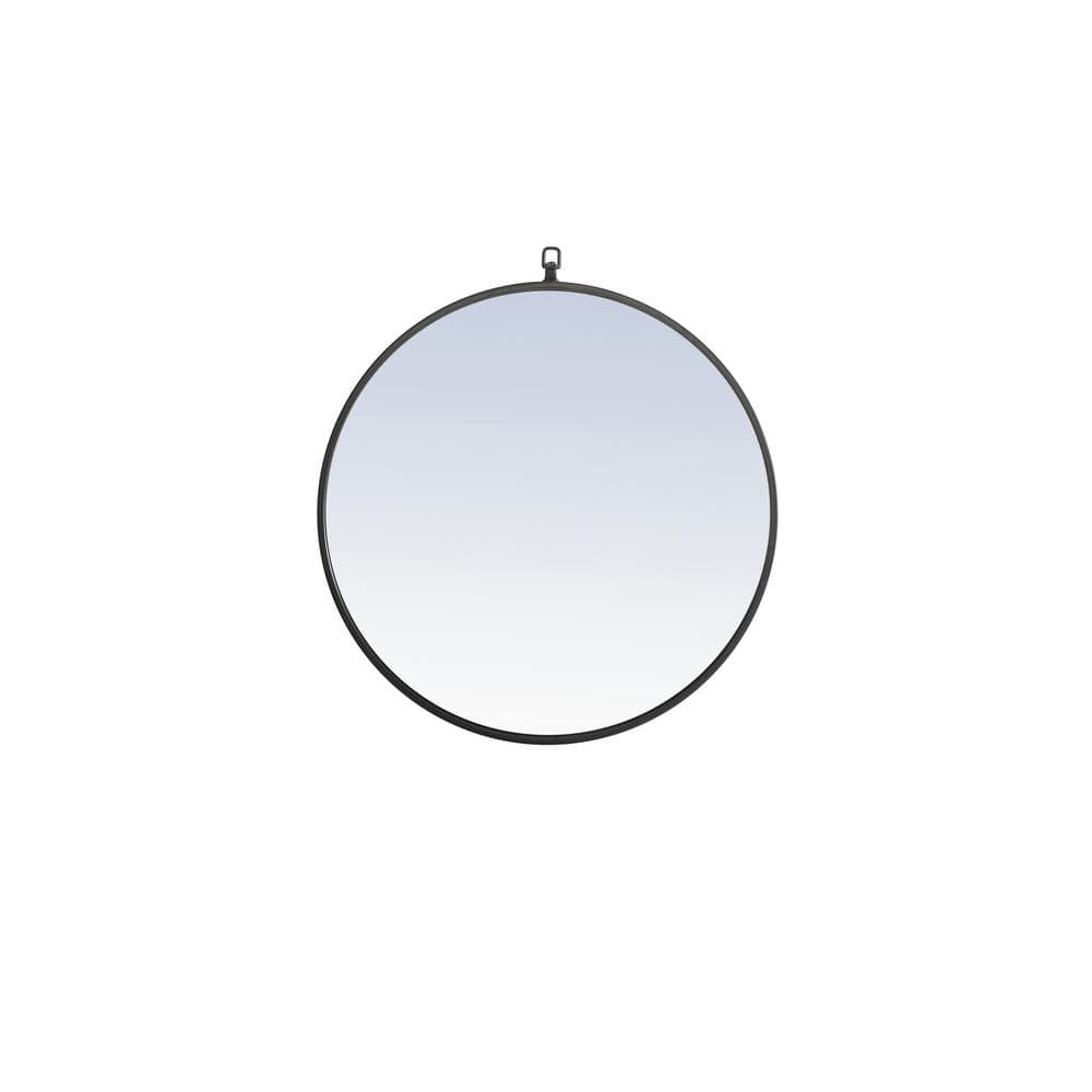 Medium Round Black Modern Mirror (24 in. H x 24 in. W)