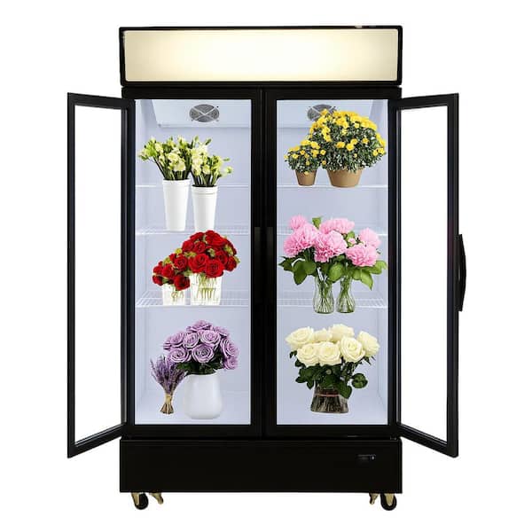47 in. W 25.8 cu. ft. Swing Glass Door commercial Merchandiser cooler in Black