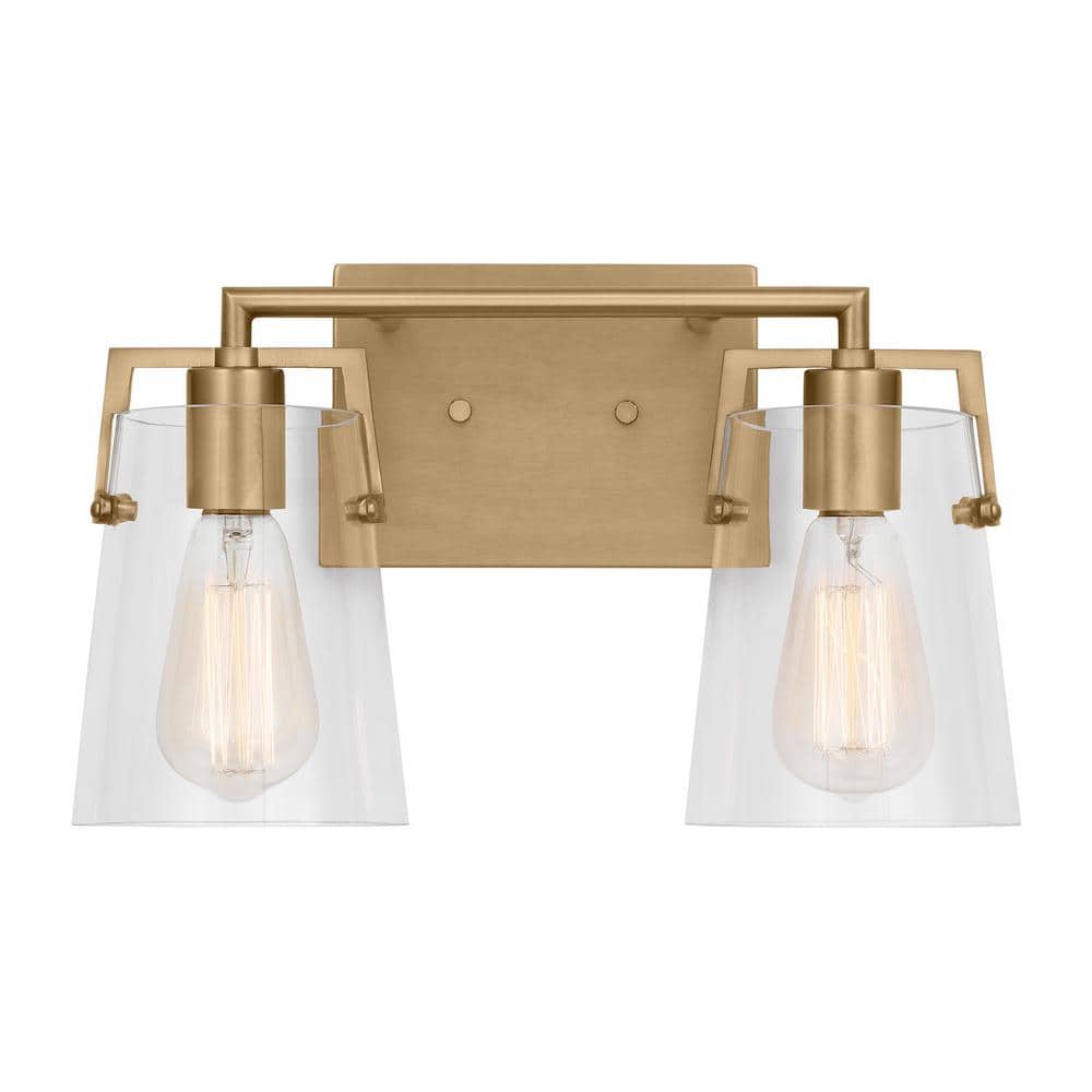 SCOTT LIVING Crofton 14.625 in. W x 9 in. H 2Light Satin Brass