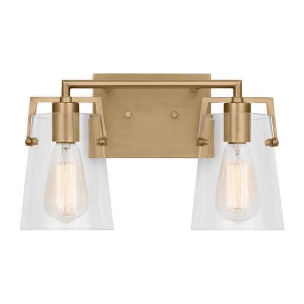 Crofton Modern 3-Light Bath Vanity Wall Sconce in Satin Brass Gold With  Clear Glass Shades : DJV1033SB