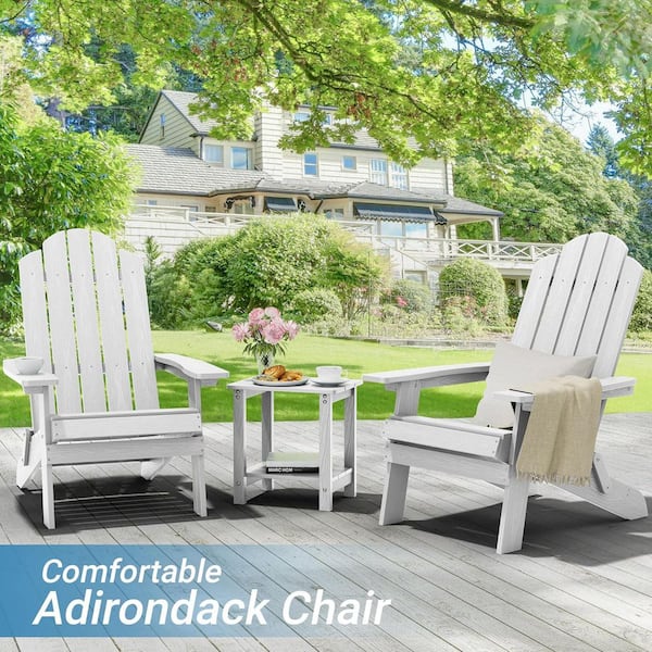 Mximu White Plastic Outdoor Patio Folding Adirondack Chair FCH1306