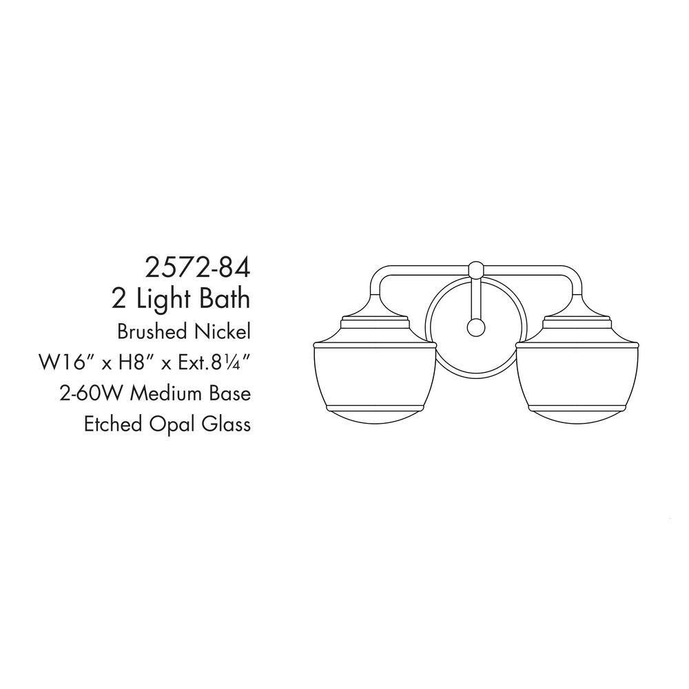 Cornwell Brushed Nickel and Opal Glass 2-Light Bath Vanity