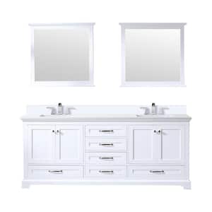 Dukes 80 in. W x 22 in. D White Double Bath Vanity, Cultured Marble Top, Faucet Set, and 30 in. Mirrors