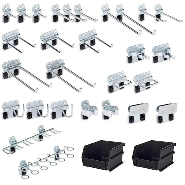 4 in. H x 10 in. W Steel Pegboard Hook and Bin Assortment for LocBoard (28 Asst Hooks and 2 Bins)