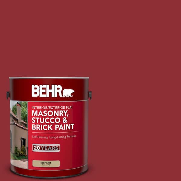 BEHR 1 gal. #BXC-27 Carriage Red Flat Interior/Exterior Masonry, Stucco and Brick Paint