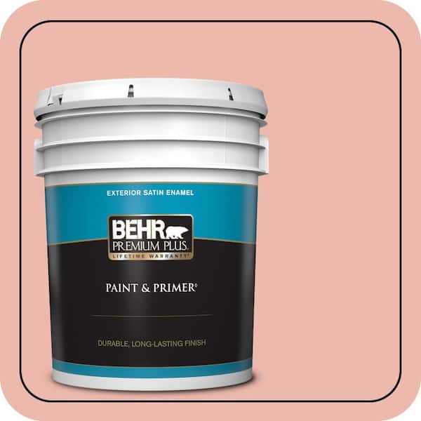 BEHR PREMIUM PLUS 5 gal. #M170-3 Carnation Coral Satin Enamel Exterior Paint & Primer