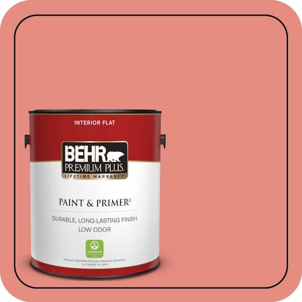 BEHR PREMIUM PLUS 1 gal. #190D-5 Peony Pink Flat Low Odor Interior Paint & Primer