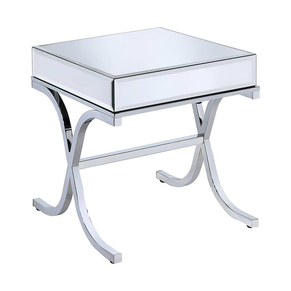 Yuri 21" Chrome Finish Mirrored Metal End Table