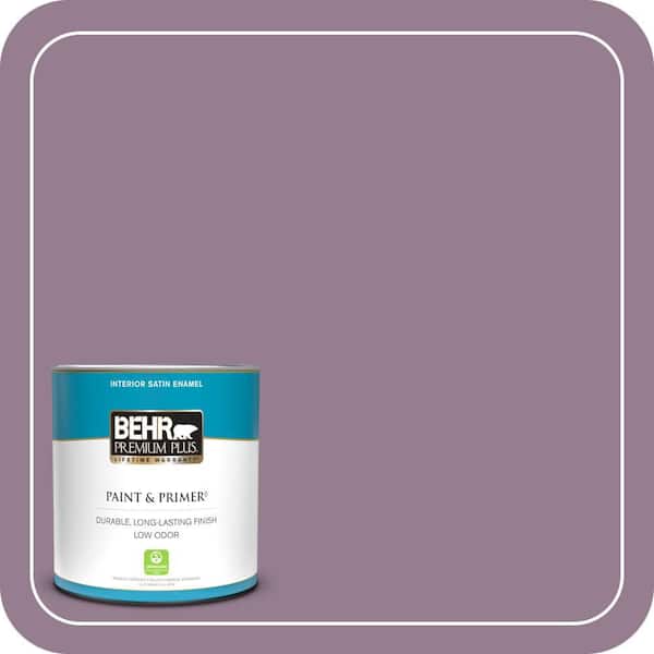BEHR PREMIUM PLUS 1 qt. #680F-5 Plum Swirl Satin Enamel Low Odor Interior Paint & Primer