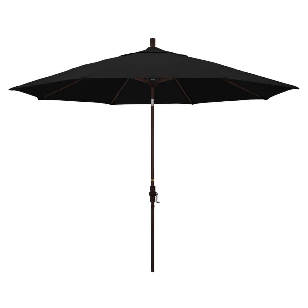 11 ft. Bronze Aluminum Market Patio Umbrella with Aluminum Ribs Collar Tilt Crank Lift in Black Sunbrella price history on PriceWatchPro