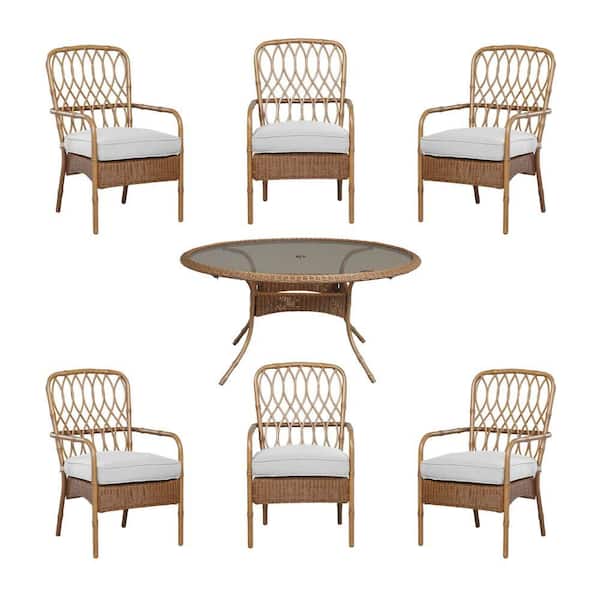 Hampton Bay Clairborne 7-Piece Patio Dining Set with Cushion Insert (Slipcovers Sold Separately)