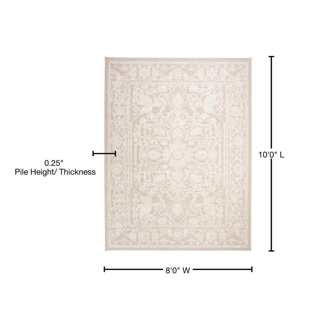 Cream/Ivory Floral Synthetic 8' x 10' Area Rug