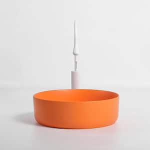 Single 15.7 in. Corner Round Bathroom Sink in Orange Ceramic