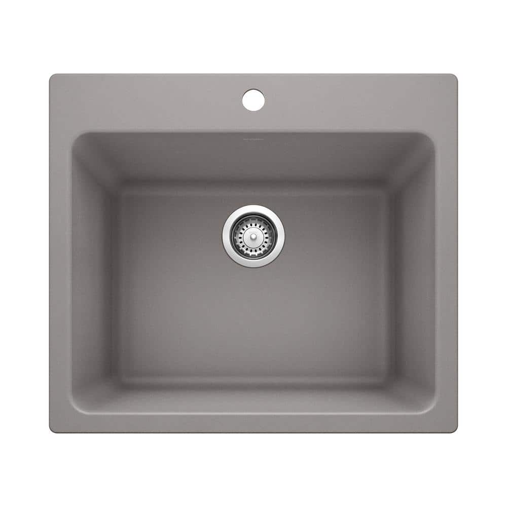 Liven 25 in. x 22 in. x 12 in. Granite Undermount Laundry Sink in Metallic 