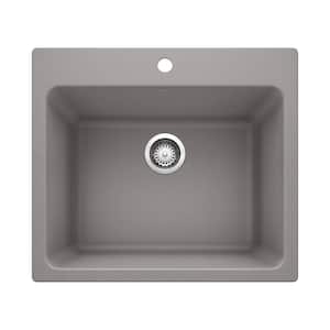 Liven 25 in. x 22 in. x 12 in. Granite Undermount Laundry Sink in Metallic Gray