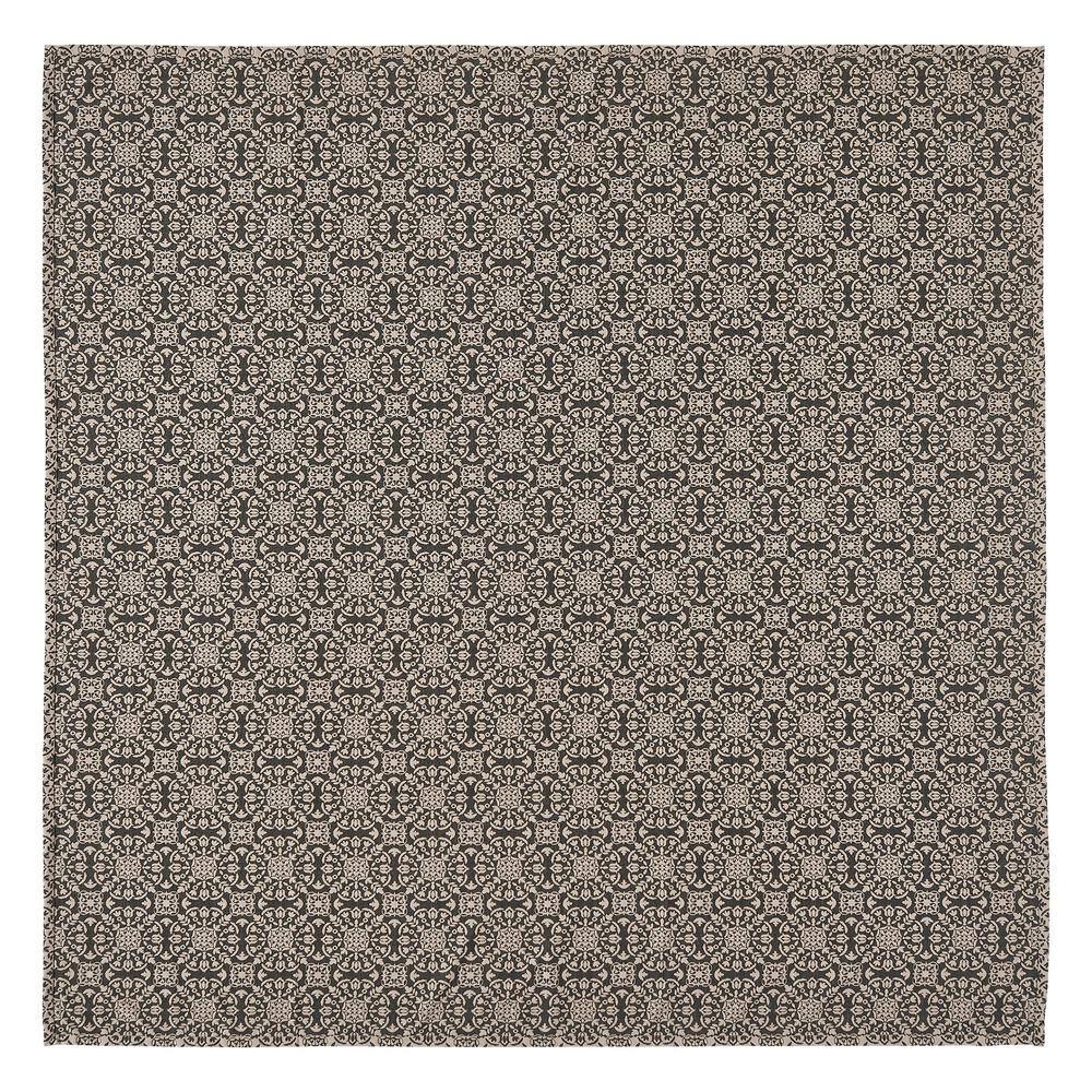 Natural Black Cotton Queen Medallion Coverlet