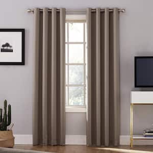 Mushroom Woven Solid 52 in. W x 63 in. L Noise Cancelling Thermal Grommet Blackout Curtain