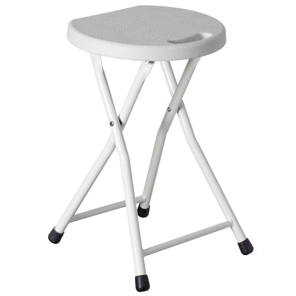White Folding Step Stool – Portable Plastic, Easy Fold Flat, Indoor/Outdoor – CWBO