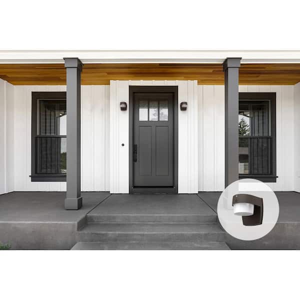 Lithonia Lighting CS OSC 60-Watt Equivalent Bronze Integrated LED Outdoor Wall Pack Light with Selectable (On/Off) Dusk to Dawn Photocell