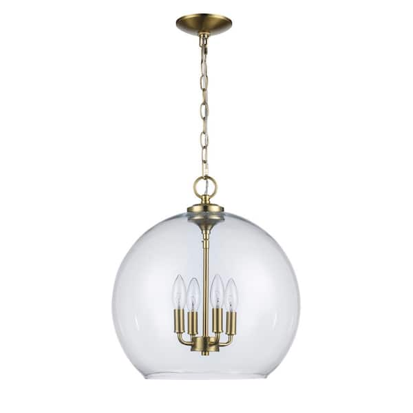 Ingalls 16W Modern Brass Metal Clear Glass Pendant Light