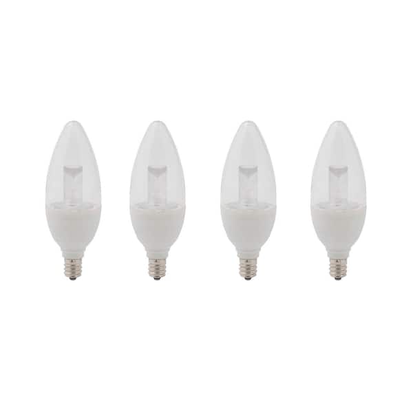 EcoSmart 25-Watt Equivalent B11 Dimmable Clear Blunt Tip Decorative Candelabra LED Light Bulb, Soft White (4-Pack)