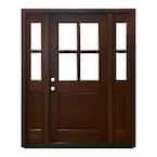 68 in. x 80 in. Farmhouse Ashville Right-Hand Inswing Chestnut Stained Wood Prehung Front Door