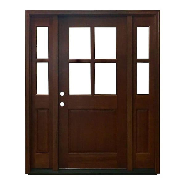 Steves & Sons 68 in. x 80 in. Farmhouse Ashville Right-Hand Inswing Chestnut Stained Wood Prehung Front Door