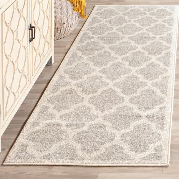 Amherst Light Gray/Beige 2 ft. x 9 ft. Geometric Trellis Runner Rug