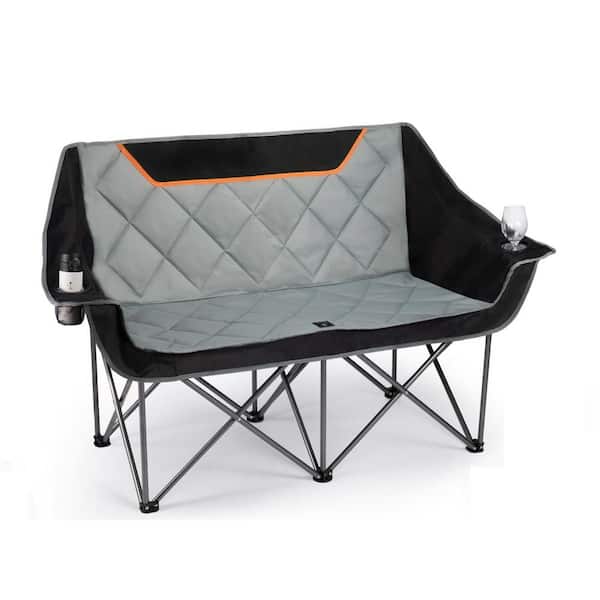 Oversized Folding Double Duo Camping Chair with Padded Seats and Armrests Support-Army Green