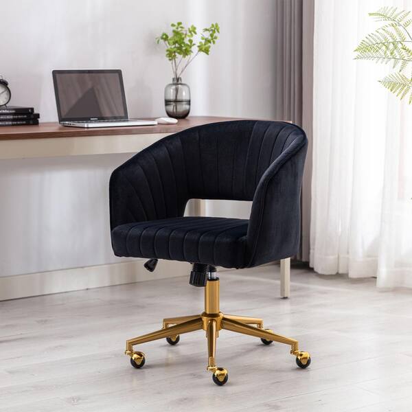 black velvet office chair with arms