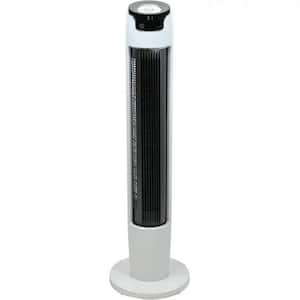 43 in. 6 Fan Speeds Tower Fan in Black and White with Max Air Quiet Technology and Remote Control