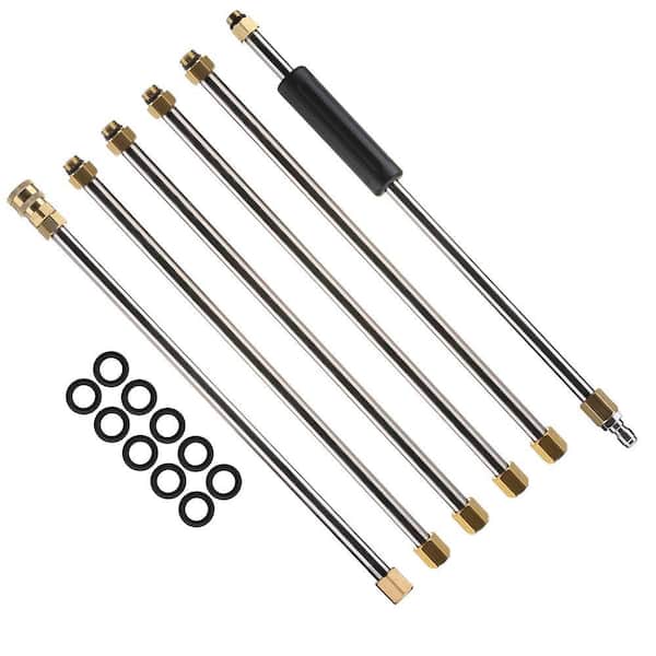 6 Pcs 90 in. Long 1/4 in. Quick Connect Pressure Washer Wand Extension, Stainless Steel Replacement Lance, Max 4000 PSI