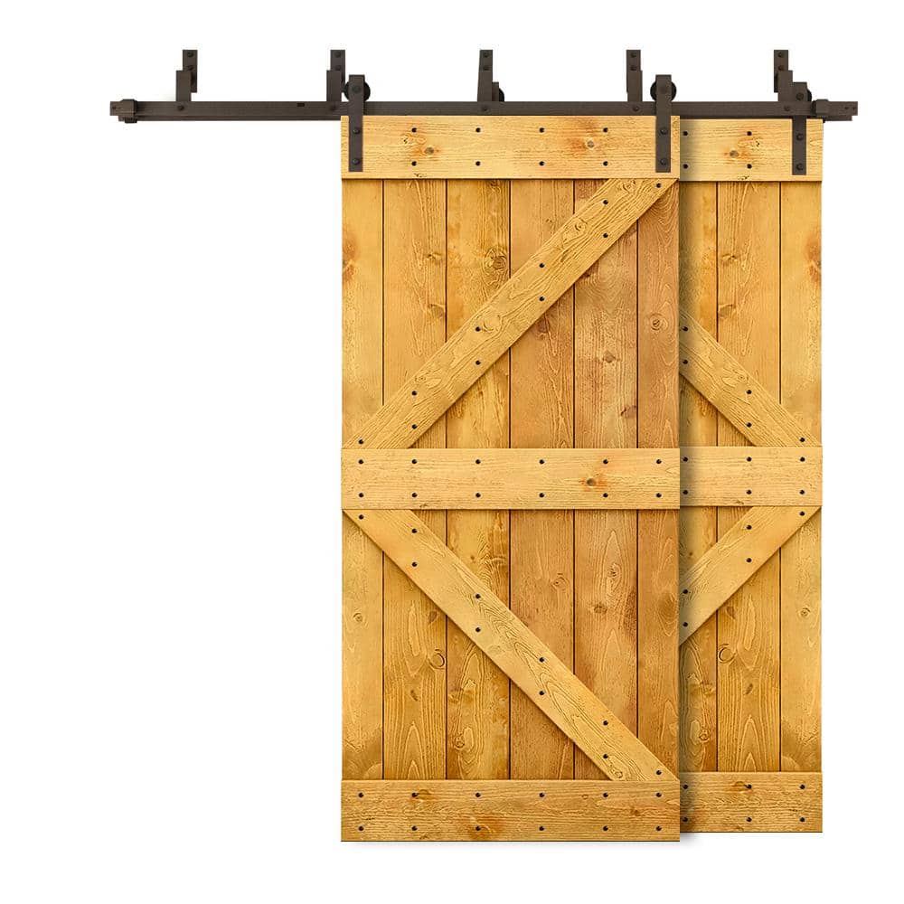 56 in. x 84 in. K-Bypass Colonial Maple Stained DIY Solid Wood Interior Double Sliding Barn Door with Hardware Kit price history on PriceWatchPro